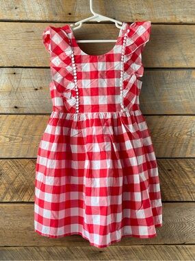 Max Studio Kids Girl Sz 6 Red Plaid Checkered Dress Gingham Flutter Sleeve New